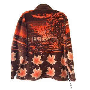 Art Unlimited Sportswear Fleece Jacket Full Zip Fall Trees Farm